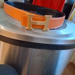 Orange Belt with Gold H Buckle